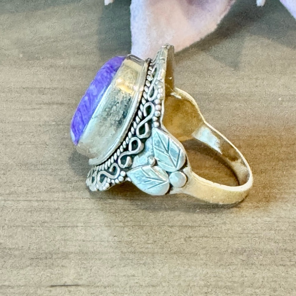Charoite Infinity Shield Ring - image 3